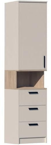 Design Möbel Regal Gustavo Kleiderschrank DREI Schubladen Abschließbarer Schrank Soft-Close-Scharnieren PVC-Kanten Kleiderschrank Holz Kleiderschrank Kinderzimmer Artisan Eiche 52x195x40 cm