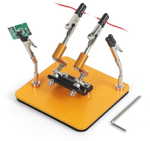 NOEVSBIG Magnetic Helping Hands Soldering Station with A 3.9 x 3.9 Inch Stable Base, 4 Flexible Arms– 360° Rotatable Adjustable Versatile Helping Hands Tool for Soldering, Electronics Repair, and DIY