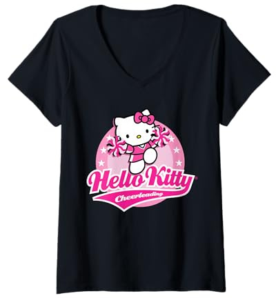 Damen Hello Kitty Cheerleading T-Shirt mit V-Ausschnitt