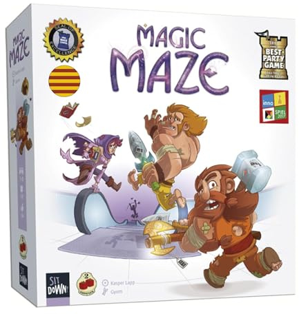 2Tomatoes Games | Magic Maze | Juego de Mesa Cooperativo | Únete a un Mago, un Guerrero, un Elfo y un Enano en una Misión Audaz| Roba Artículos Mágicos | 1-8 Jugadores | +8 Años | Catalán