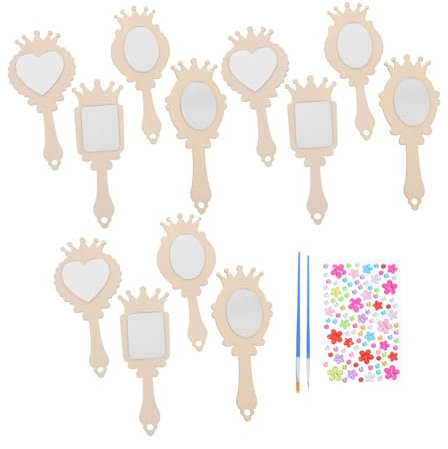 TOYANDONA Teiliges Diy Holz Spiegel Bastelset Für Mädchen Unbemalte Handspiegel Aus Kiefernholz Sicherer Acrylspiegel Bastelaccessoire Für Kreative Junge Mädchen Für Prinzessin-motto Und Geb