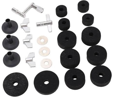 Irfora Kit de Batería de Reparación de Emergencia de Stand de Plato de Plato con Varios Tamaños Accesorios de Reemplazo para Batería, Incluidos Fieltro, Mangas, Tuercas y Arandelas, (Negro)