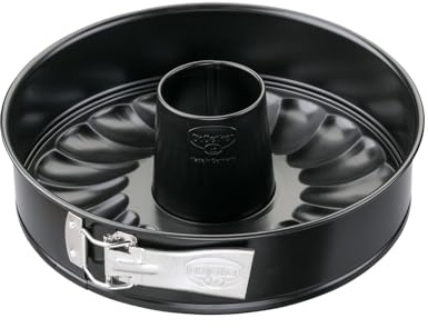 Dr. Oetker Classic Springform mit Flach- und Rohrboden Ø28 cm – Aus hochwertigem Stahlblech mit PFAS-freier Antihaftbeschichtung, Hitzebeständigkeit bis 230°C – Made in Germany