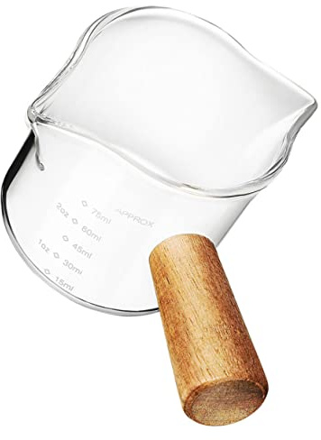 DINHEAROM Taza de Vidrio para Café Leche 100ml Mango de Madera