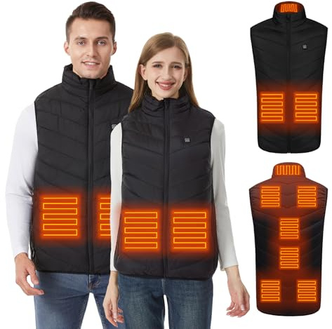 CHANGEOWN Heated Vest for Men Women, Heated Gilet USB Charging with 9 Carbon Fiber Heating Pads, Electric Heated Body Warmer for Motorcycle Fishing Skiing (Battery Not Included)