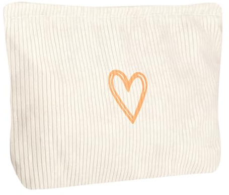Ksriylm Classic Heart Cord Kosmetiktasche, Multifunktionale Handtasche Makeup Bag mit Reißverschluss,Ästhetisch Cosmetic Bag für Damen mit Großem Fassungsvermögen,Beige Herz