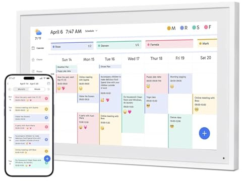 VBESTLIFE 15,6 Digitalkalender CHORE -Diagramm, 1080p FHD Interactive Touchscreen, Smart Digital Calendar Wall & Desk Montable für die Organisation Ihres 2025 (EU-Stecker (100-240 V))