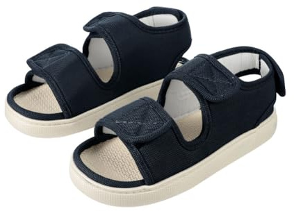 Sandales Diabétiques Homme Femme Sandales de Rééducation Large Ouverture Légères Antidérapantes Chaussures Orthopédique Scratch Réglable Pantoufles à Bout Ouvert Respirante pour Pieds Gonflés 43-44