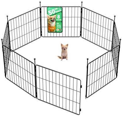 fxw MiniPaws Hundelaufstall für kleine Hunde & Welpen, 50cm 8 Paneele, Welpenlaufstall für drinnen & draußen, Garten & Camping