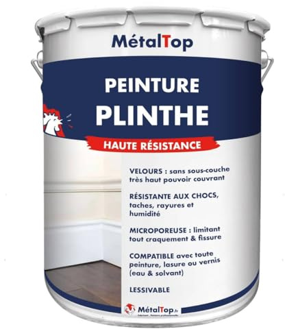 Metaltop Peinture Plinthe - Blanc pur - RAL 9010-1 L Solution idéale pour protéger et embellir vos plinthes en bois.