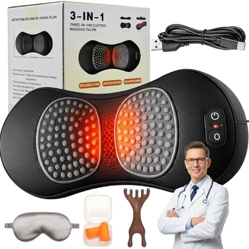 Deepcomfort 3 in 1 Massage Pad, Deep Comfort 3-Zonen Ergoflow Tiefenmassagegerät, Rücken Massagegerät Mit Wärme, Vibration & Lendenstütz, Für Den Entspannenden Heimgebrauch (Usb-a)