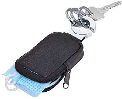 TROIKA POCKET CLICK – KR8-77/LE – Schlüsselanhänger – Täschchen (Kleingeld) – für den Schlüsselbund – Autoschlüssel – Reißverschluss – praktischer Verschluss – Leder/Metall – schwarz – TROIKA-Original