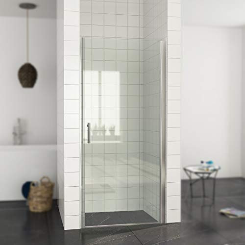 Porte de douche battante 70 x 185 cm - Porte battante sans cadre - Verre Nano