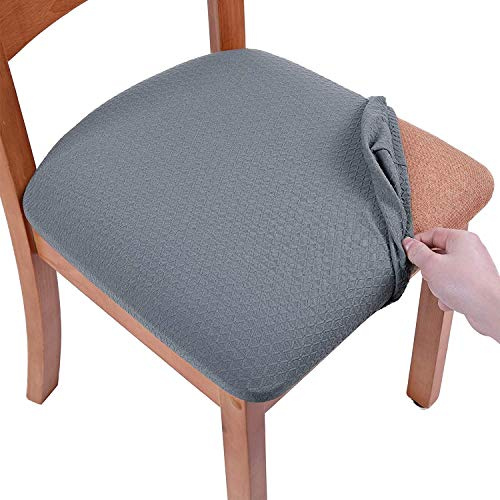 Homaxy Stolsöverdrag, 6 st, jacquard, stretch, spandex, avtagbara, tvättbara, dammsäkert, 6 st, grå