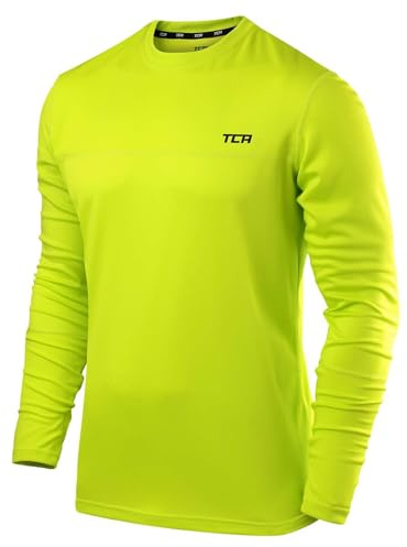 TCA Element Maglia Uomo da Corsa a Manica Lunga - Traspirante a Maniche Lunghe con Tecnologia Quickdry - Verde Acceso, L