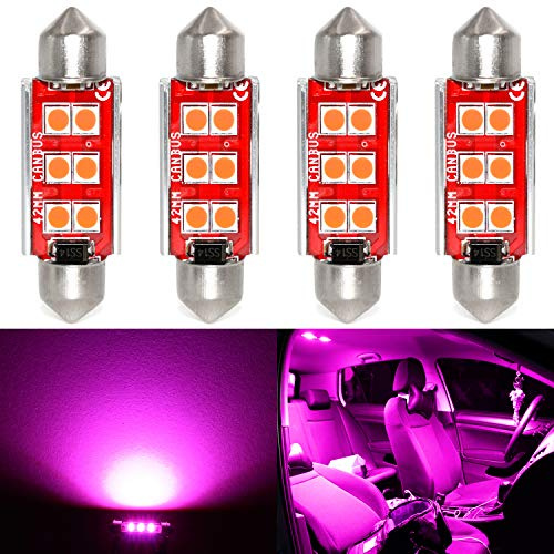 PHINLION Super Bright 578 LED Bulb 3030 6-SMD Festoon 41mm 42mm 211-2 212-2 214-2 Bulbs for Car Interior Map Dome Trunk Courtesy Light, Purple (4 Pack)