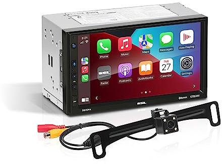 Sound Storm Laboratories DD7CPA-C Car Audio Stereo – Apple CarPlay Android Auto, Double Din 7 Inch Touchscreen, Bluetooth Audio and Hands-Free Calling, No CD DVD Player, Radio Receiver, Backup Camera