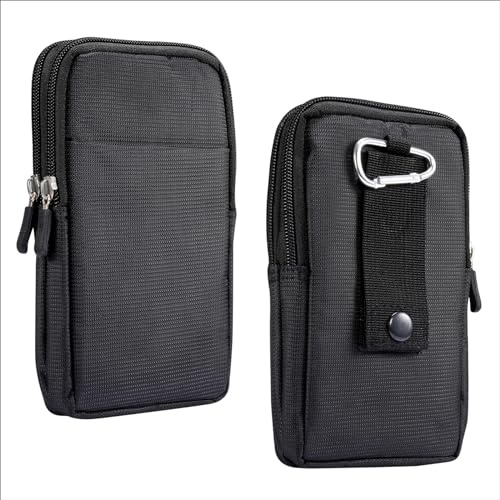 Handy Gürteltasche Herren mit Gürtelclip, Vertikal Gürteltasche Handy Herren Schwarz, 6.9 Universal Handytasche Portemonnaie Hüfttasche Bauchtasche Gürteltaschen mit Gürtel Schlaufe Karabinerhaken
