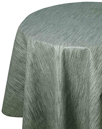 Wachstuch Wachstischdecke Tischdecke Größe und Farbe wählbar Robuste Leinen Prägung Tannengrün Oval 130 x 200 cm abwaschbare Gartentischdecke