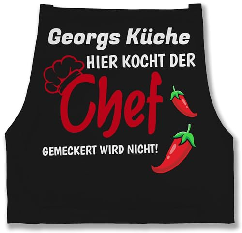 Geschenk mit Namen personalisiert by Shirtracer - Schürze - Kochschürze Herren Männer - Hier kocht der Chef I Geschenk Kochen I Hobbykoch Geschenk