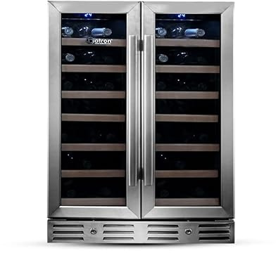 Datron Cantinetta 40 bottiglie, Vetrina Refrigerata per Vino e Drink Doppia Temperatura da Incasso Sottotop con doppia porta