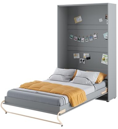 Lenart Schrankbett - Wandbett Concept Pro CP02 120x200 cm - Schrankklappbett Vertical - Schrank mit integriertem Klappbett - Funktionsbett (Grau Matt)