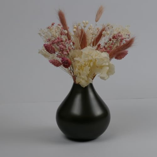 Vase schwarz für Pampasgras - Trockenblumen -künstliche Pflanzen - Deko Wohnzimmer - Tischdeko - Badezimmer Deko - Schlafzimmer Deko - Ø 9,5cm H 9,5cm
