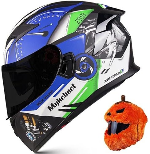 Motorradhelm Mit Doppelvisier, Integral-Motorradhelm, DOT-Zugelassener Straßenfahrradhelm Für Erwachsene, Männer Und Frauen, Reiten, Radfahren, Sporthelm Mit Helmüberzug T, XXL=63~64CM