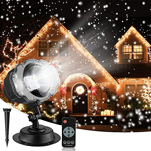 ATMO Projecteur de Flocon de Neige, Lumière de Chute de Neige LED Christmas Snow Light Lampe de Projecteur D'extérieur (Blanc)