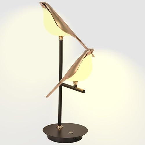 EOEO LED 20W Tischleuchte Touch Dimmbar, Tiere Vogel Tischlampe 3000K Warmweiß Nachttischlampe, 4 Helligkeitsstufen, Modern Design Bird Leselampe Bettlampe für Schlafzimmer Wohnzimmer Büro