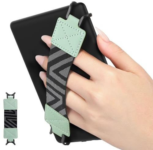 MoKo Correa de Mano de Seguridad para 6-8 Kindle eReaders Fire Tableta - Kindle/Kobo/Voyaga/Lenovo/Sony Kindle E-Book Tablet, Soporte de Agarre de Dedo Elástico Multifuncional Tableta, Menta Verde