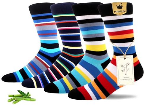 MAKABO Men's Bamboo Socks Multipack Comfortable Soft Breathable Colorful Novelty Seamless Crew Socks