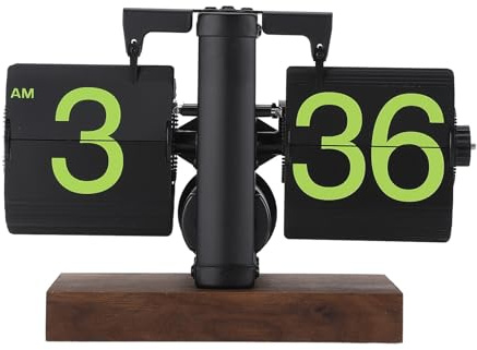 Elprico Klappuhr, Vintage-Schreibtischuhr, Retro-Klappuhr, 12 Stunden, Einseitige Klapp-Digitaluhr, Automatische Klappuhr, Mechanische Uhr, Batteriebetriebene Uhr (Mattierter schwarzer