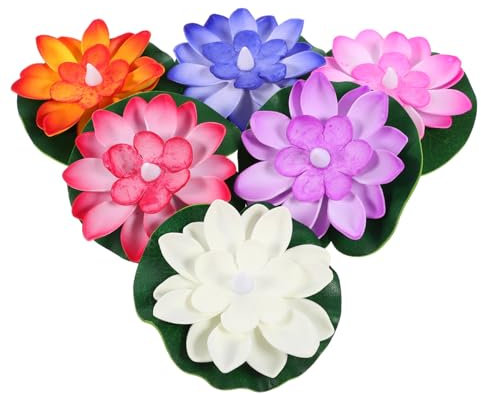 Zerodeko 6st Schwimmende Lotuslampe Mit Wassersensor Lotuslicht Lilienlicht Lotus-poollicht Lotuskerze Lotusblüten Licht Kerzen Laterne Seerosen Teichlichtblume Led Blumen