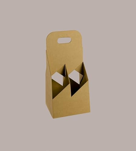 Lucgel Panier ouvert porte 4 bouteilles huile/bière en carton rigide Havane, 150 x 150 H320 mm, idéal pour les notes - 10 pièces -