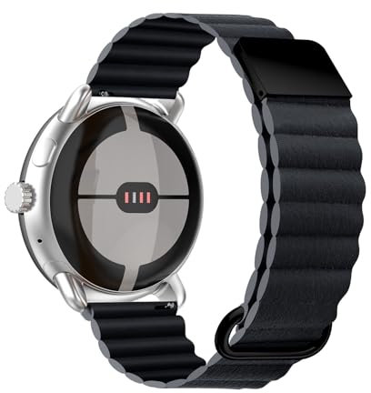 LXURY Magnetische Armbänder für Google Pixel Watch 2/ Pixel Watch Armband, Leder Silikon mit Magnet Schleife Schnalle Ersatzarmband Kompatibel mit Google Pixel Watch 2/ Pixel Watch Uhrenarmband (4)
