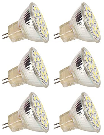 Garosa Ampoules MR11 GU4, 6 Pièces Ampoule MR11 15LED économie d'énergie GU4 Lampe sur Rail Perles en Céramique pour Salon Salle de Bain, éclairage et Ventilateurs de Plafond