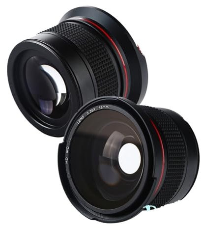 BOtizr Obiettivo grandangolare fisheye 0,35x 58 mm con obiettivo macro 58 mm, for Canon EOS 70D 60D 7D 6D 700D 650D 600D 550D 500D 1100D 18-55 mm