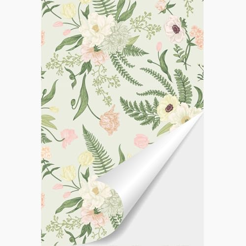 Tapete Vintage Floral Selbstklebende Tapete Grün Wallpaper Self-adhesive Klebefolie Muster Tapeten Schlafzimmer(40x600cm)