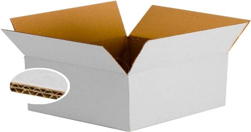 SIMPLETEK - Scatola Cartone Bianca Rinforzata a Doppia Onda 700 x 550 x 170 mm | Imballaggio Robusto per Spedizioni e Stoccaggio