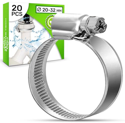 Jeu de 20 Pièces Collier De Serrage Metallique Ø 20-32 mm a une Finition Galvanisée avec un Revêtement de ≥ 5 Microns - ONIX TECH
