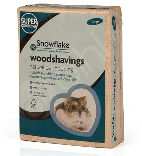 Dihl Snowflake Small Animal Wood Shavings Natural Pet Bedding 3KG, Dust Extracted Premium Pet Bed Substrate, Odour Control, For Rabbit, Hamster, Gerbil, Guinea Pig, Mouse, FSC Approved, Large