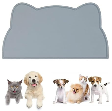 Napfunterlage Katzen,Napfunterlage Für Kleine Hunde Und Katze, Katzennapf Unterlage, Futterunterlage Katze, Haustierfütterungsmatte, wasserdichte Katzen- Und Hundematte (grau)