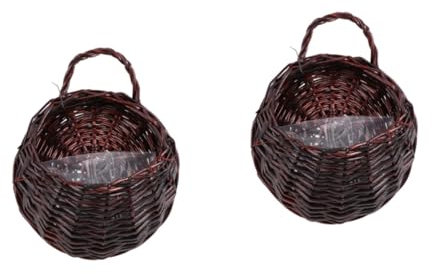 OFFSCH 2stücke Blumenkorb Aus Rattan Handgefertigter -hängekorb Für Balkon-Dekoration Für Wohnzimmer Und Garten Passend Für Topfpflanzen Und Trockenblumen Format Strapazierfähig Und