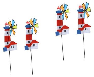 Sosoport 4pcs Garden Windmill Outdoor Large Pinwheel Decorations Windmill Toy Pinwheels for Garden