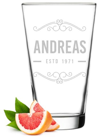 polar-effekt Leonardo Verre à long drink 300 ml avec gravure personnalisée – Verre Highball avec nom – Verre à cocktail pour boissons, apéritifs et eau – Sans BPA