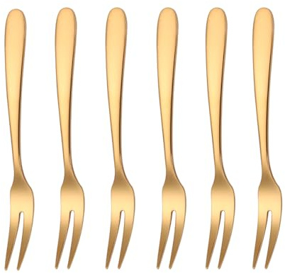 Mafier 5.51-inch SUS304 Stainless Steel Mini Fruit Forks For Dessert Seafood Butter pats Pickles Olives Cheese Tasting Cocktail Appetizer, Dishwasher Safe (Set of 6)
