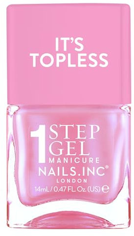 Nails Inc It's Topless Gel-Like Nail Polish, 4-in-1 Base Coat, Treatment, Colour & Top Coat, Long Lasting, Strong, Chip Free Nails, Glossy Salon Quality Manicure, Air Dry Nail Polish, Addison, 14 ML