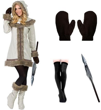 ZZ DISFRAZZES Eskimo-Kostüm für Erwachsene, Karneval, Eskimo-Kleid mit Zubehör für Karneval