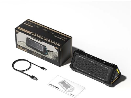 JQVDE Altavoz Bluetooth para exteriores, potencia de salida de 40 W, altavoz Bluetooth 5.3, sonido estéreo IPX7 impermeable, tarjeta micro SD, luz RGB (ATCOM 3.0 BT)